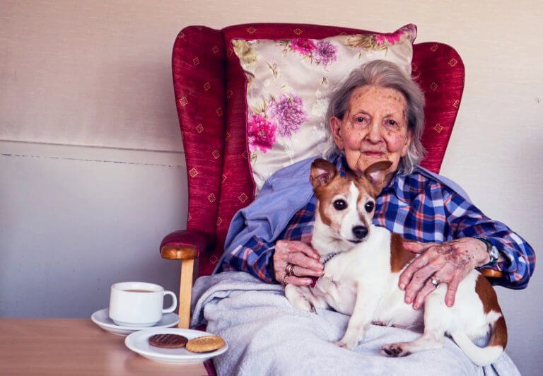 an elderly woman smiling warmly