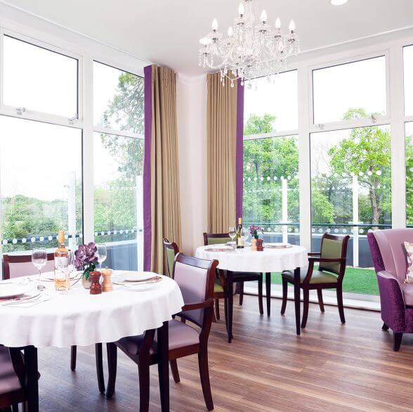 dining room in a care home in Southampton